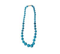 LKBEADS Collier de perles de calcite bleue naturelle, forme ronde, couleur bleue, accessoire de cou, 8-14 mm | Collier de 45,7 cm, fait main, perles de cristal aux vertus curatives | LKSLF_NCK_00467