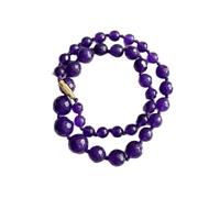 LKBEADS Collier de perles de jade améthyste naturelle, forme ronde, couleur bleue, accessoire de cou, 8-13 mm | Collier de 45,7 cm, fait main, perles de cristal aux vertus curatives | LKSLF_NCK_00251