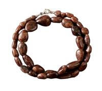 LKBEADS Collier de perles de jaspe rouge naturel, forme roulée, couleur marron, accessoire de cou, 10 x 7 à 20 x 15 mm | Collier de 45,7 cm fait main, perles de cristal de guérison | LKSLF_NCK_00008