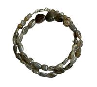 LKBEADS Collier de perles de labradorite naturelle, forme roulée, couleur grise, accessoire de cou, 6-14 mm | Collier de 45,7 cm, fait main, perles de cristal aux vertus curatives | LKSLF_NCK_00029