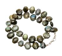 LKBEADS Collier de perles de labradorite naturelle ovale, couleur grise, accessoire de cou 9 x 11-12 x 14 mm | Collier de 45,7 cm fait main, perles de cristal aux vertus curatives | LKSLF_NCK_00244
