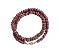 LKBEADS Collier de perles de rubis rose naturel, forme rondelle, couleur rose, accessoire de cou 4-10 mm | Collier 45 cm (18 pouces) fait main, perles de cristal de guérison | LKSLF_NCK_00282