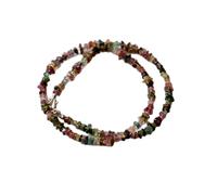 LKBEADS Collier de perles de tourmaline multicolores naturelles en forme de pépite, 4 mm | Collier de 43 cm (17 pouces) fait main, perles de cristal aux vertus curatives | LKSLF_NCK_00374