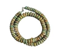 LKBEADS Collier de perles de turquoise africaine naturelle, forme rondelle, couleur verte, 8 mm | Collier de 45,7 cm (18 pouces), fait main, perles de cristal aux vertus curatives | LKSLF_NCK_00046