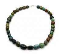 LKBEADS Collier de perles de turquoise naturelle africaine, forme roulée, couleur verte, accessoire de cou, 10-16 x 20 mm | Collier de 45,7 cm fait main, | LKSLF_NCK_00529