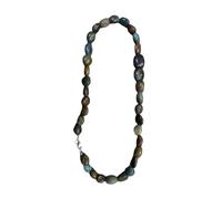 LKBEADS Collier de perles de turquoise naturelle africaine, forme roulée, couleur verte, accessoire de cou 11 x 15-16 x 20 mm | Collier de 50 cm fait main, | LKSLF_NCK_00489