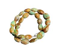 LKBEADS Collier de perles de turquoise naturelle d'Arizona, forme ovale, couleur verte, accessoire de cou 12 x 15-15 x 19 mm | Collier de 48 cm fait main, | LKSLF_NCK_00317