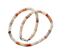 LKBEADS Collier de perles d'opale de feu mexicaine naturelle en forme de pneu, multicolore, 6 mm | Collier de 45,7 cm (18 pouces), fait main, perles de cristal aux vertus curatives | LKSLF_NCK_00237