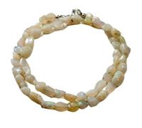 LKBEADS Collier de perles d'opale éthiopienne naturelle, forme roulée, couleur jaune feu, accessoire de cou 6-10 mm | Collier 43 cm fait main, perles de cristal de guérison, bijou | LKSLF_NCK_00106