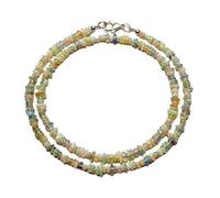LKBEADS Collier de perles d'opale naturelle d'Éthiopie, forme pépite, couleur jaune feu, accessoire de cou 3-5 mm | Collier 45 cm, bijoux faits main en perles de cristal de guérison | LKSLF_NCK_00095