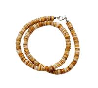 LKBEADS Collier de perles d'opale naturelle du Pérou, forme de pneu, couleur jaune, 6 mm | Collier de 43 cm (17 pouces) fait main, perles de cristal aux vertus curatives | LKSLF_NCK_00222