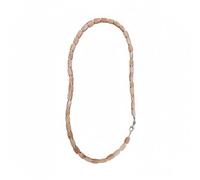 LKBEADS Collier de perles d'opale rose naturelle, forme cubique, couleur pêche, 4-8 mm | Collier de 43 cm (17 pouces) fait main, perles de cristal aux vertus curatives | LKSLF_NCK_00453