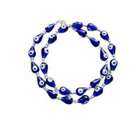 LKBEADS Collier de perles œil protecteur naturelles en forme de larme, couleur bleue, accessoire de cou 8x10 mm | Collier de 45,7 cm fait main avec des perles de cristal de guérison | LKSLF_NCK_00443
