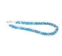 LKBEADS Collier de perles turquoise naturelles en forme de poire, couleur turquoise, accessoire de cou 7 x 8 mm | Collier de 43 cm fait main, perles de cristal aux vertus curatives | LKSLF_NCK_00462