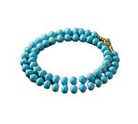 LKBEADS Collier de perles turquoise naturelles en forme de rondelle, couleur turquoise, accessoire de cou 8 mm | Collier de 45,7 cm fait main, perles de cristal aux vertus curatives | LKSLF_NCK_00038