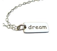 LKBEADS Collier de rêve en argent sterling 925. Bijou inspirant, citation inspirante, devise, affirmation, petit pendentif simple. Breloque mot. Cadeau pour elle | Chaîne de 45 cm | Plaqué argent |