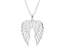 LKBEADS Collier double ailes d'ange en argent sterling 925 |LK_NLC_02754 | floral bunny round medallion necklace with 18 inch cable chain 22-24 mm engraved animal nature jewelry