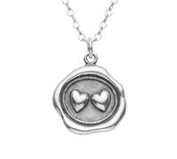LKBEADS Collier double cœur en argent sterling 925. Cire |LK_NLC_02816 | plated round disc engraved heart anatomy pendant with 18 inch cable chain 22-24 mm medical science