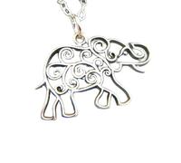 LKBEADS Collier éléphant en argent sterling 925, petit pendentif bohème, breloque animal spirituel bohème, totem, force, pouvoir, bijoux, avec chaîne de 45 cm | Plaqué argent | L_PN_0492