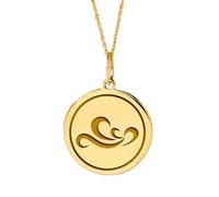 LKBEADS Collier en argent sterling 925 22-24 mm Chaîne 45 cm Pendentif Breloque océanique Disque minimaliste Amoureux la mer Délicat aux États-Unis Plaqué or | LKRPG_002156