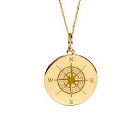 LKBEADS Collier en argent sterling 925 22-24 mm | Chaîne de 45 cm | Boussole | Pendentif nautique | Charm boussole | Bijou plaqué or | L_02089