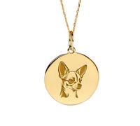 LKBEADS Collier en argent sterling 925 22-24 mm | Chaîne de 45 cm | Chihuahua | Pendentif chien | Charmant Chihuahua | Bijoux plaqués or | L_02114