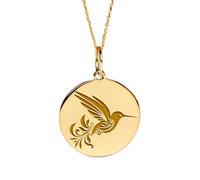 LKBEADS Collier en argent sterling 925 22-24 mm | Chaîne de 45 cm | Colibri | Pendentif oiseau délicat | Breloque colibri gravée | Bijoux plaqués or | L_02270