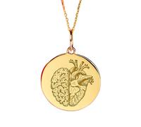 LKBEADS Collier en argent sterling 925 22-24 mm Chaîne de 45 cm Cœur et Pendentif Breloque anatomique délicate Médecin psychologue Bijoux plaqués or | LKRPG_002280