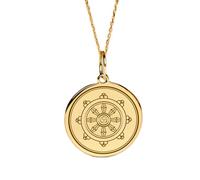 LKBEADS Collier en argent sterling 925 22-24 mm | Chaîne de 45 cm | Dharmachakra | Pendentif chakra du Dharma | Charm délicat de la Roue du Dharma | Bijoux plaqués or | L_02226