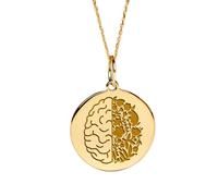 LKBEADS Collier en argent sterling 925 22-24 mm Chaîne de 45 cm Fleur cérébrale Pendentif cerveau Breloque anatomique délicate Médecin psychologue Bijoux plaqués or | LKRPG_002157