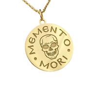 LKBEADS Collier en argent sterling 925 22-24 mm | chaîne de 45 cm | Memento Mori | pendentif Memento Mori | crâne | pendentif stoïque | Amor Fati | bijoux plaqués or | L_02323