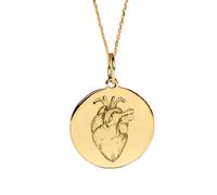 LKBEADS Collier en argent sterling 925 22-24 mm | Chaîne de 45 cm | Pendentif cœur | Anatomie | Charm cœur anatomique délicat | Bijou plaqué or | L_02195