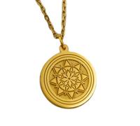 LKBEADS Collier en argent sterling 925 22-26 mm Chaîne 45 cm Pendentif étoile du soleil - Bijou symbole rayonnement céleste Cosmique avec gravure gratuite Plaqué or | LKRPG_001977