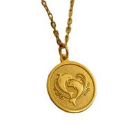 LKBEADS Collier en argent sterling 925 22-26 mm | Chaîne de 45 cm | Pendentif dauphin - Animal marin pour elle ou lui | Marin | Gravure gratuite | Plaqué or | L_01980