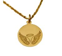 LKBEADS Collier en argent sterling 925 22 mm | Cercle d'ailes d'ange - Bijou commémoratif élégant | Pendentif gardien | Collier de guérison spirituelle | Bijou fait main plaqué or | LK_PNK_01765