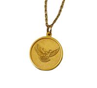 LKBEADS Collier en argent sterling 925 22 mm Chaîne 45 cm Colombe du Saint-Esprit - Pendentif religieux minimaliste pour femme Bijou confirmation ou baptême Gravure gratuite Plaqué or | LKRPG_001655