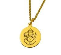 LKBEADS Collier en argent sterling 925 22 mm Chaîne 45 cm Ganesh Dieu hindou spirituel Pour méditation et croissance spirituelle Amulette protection Plaqué or | LKRPG_001898