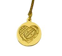 LKBEADS Collier en argent sterling 925 22 mm Chaîne 45 cm Pendentif « amour rugby » - sport Symbole force et passion Unique pour les fans Plaqué or | LKRPG_001913