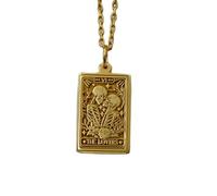 LKBEADS Collier en argent sterling 925, 22 mm, chaîne 45 cm Pendentif « Les amoureux » - Breloque carte tarot des amoureux symboliques pour une relation amoureuse plaqués or | LKRPG_001591