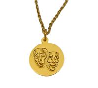 LKBEADS Collier en argent sterling 925 22 mm Chaîne 45 cm Pendentif masque théâtre - Rire maintenant, pleurer plus tard Bijou d'acteur ou pour lui Gravure gratuite Bijoux plaqués or | LKRPG_001953