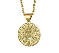 LKBEADS Collier en argent sterling 925 22 mm Chaîne 45 cm Pendentif Memento Mori Amulette gothique rappelant Bijoux stoïques Médaillon symbole mortalité Breloque tête Plaqué or | LKRPG_0390