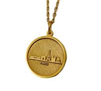 LKBEADS Collier en argent sterling 925 22 mm Chaîne 45 cm Pendentif Paris Breloque voyage France romantique minimalistes pour elle plaqués or | LKRPG_001656