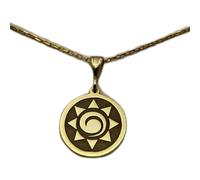 LKBEADS Collier en argent sterling 925 22 mm Chaîne 45 cm Pendentif soleil minimaliste gravé, breloque céleste, amoureux l'été, petite femme Plaqué or | LKRPG_001802