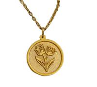 LKBEADS Collier en argent sterling 925 22 mm Chaîne 45 cm Pendentif tulipe/fleur Bijou symbolique elle Breloque botanique le mois naissance Bijoux plaqués or | LKRPG_001594