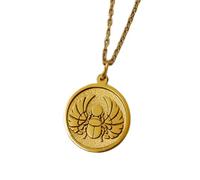 LKBEADS Collier en argent sterling 925 22 mm Chaîne 45 cm Scarabée égyptien - Bijou symbolique renaissance et protection Spirituel Gravure gratuite Plaqué or | LKRPG_001628