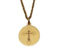 LKBEADS Collier en argent sterling 925 22 mm Chaîne de 45 cm byzantine - Bijou chrétien orthodoxe Pendentif religieux spirituel élégante Plaqué or pour église | LKRPG_001861