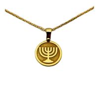 LKBEADS Collier en argent sterling 925 22 mm Chaîne de 45 cm Menorah, chandelier juif, breloque religieuse, petit pendentif spirituel pour Plaqué or | LKRPG_001820