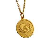 LKBEADS Collier en argent sterling 925 22 mm Chaîne de 45 cm Pendentif dauphin - Animal pour elle ou lui Gravure gratuite Plaqué or | LKRPG_001831