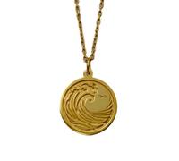 LKBEADS Collier en argent sterling 925 22 mm | chaîne de 45 cm | pendentif inspiré des vagues et de l'océan | bijoux minimalistes | charme côtier | plage | bijoux plaqués or | L_01583