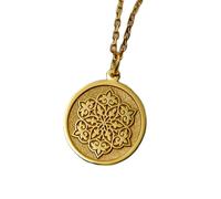 LKBEADS Collier en argent sterling 925 22 mm Chaîne de 45 cm Pendentif mandala - Géométrie sacrée Breloque inspirée du lotus spirituels Idée cadeau plaqués or | LKRPG_001716